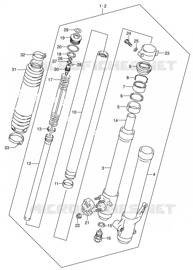 AMORTISSEUR AVANT Suzuki MOTO 250 DR-Z 2004  DR-Z250K4(E3/E28)