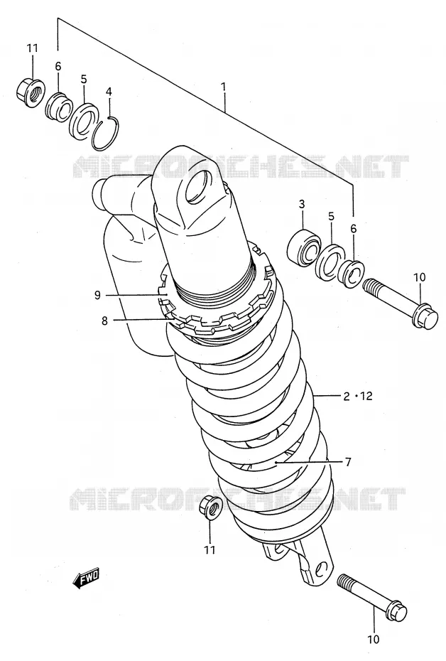 AMORTISSEUR (MODELE M/N) Suzuki MOTO 250 RMX 1994  RMX250R(E28)