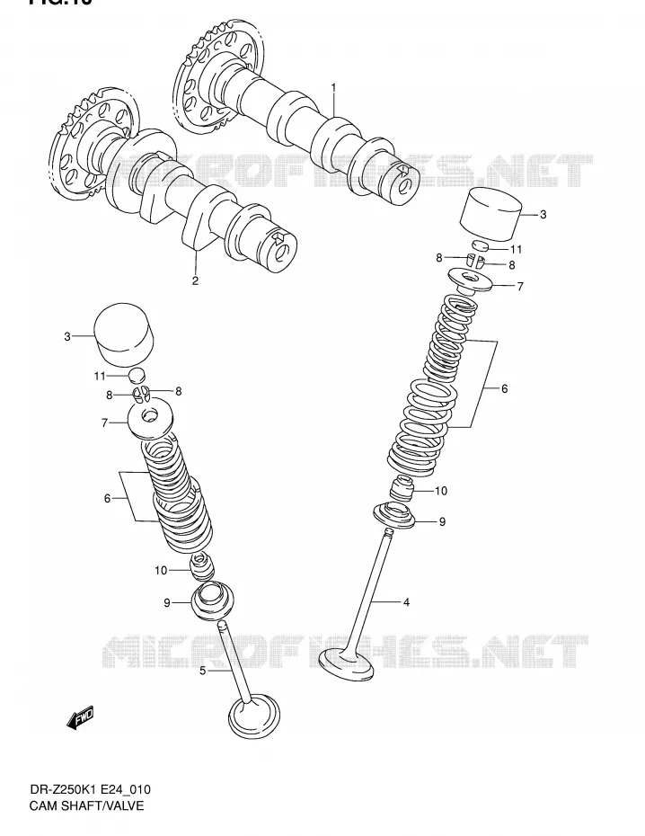 ARBRE A CAMES - SOUPAPES Suzuki MOTO 250 DR-Z 2002  DR-Z250K2(E24)
