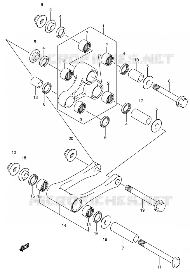 BIELLETTE DE SUSPENSION ARRIERE (MODELE K4/K5/K6) Suzuki MOTO 250 RM 2003  RM250K3(E3/E28)
