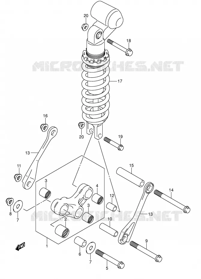 BIELLETTE DE SUSPENSION ARRIERE Suzuki MOTO 1000 SV 2003  SV1000U2K3(E2)