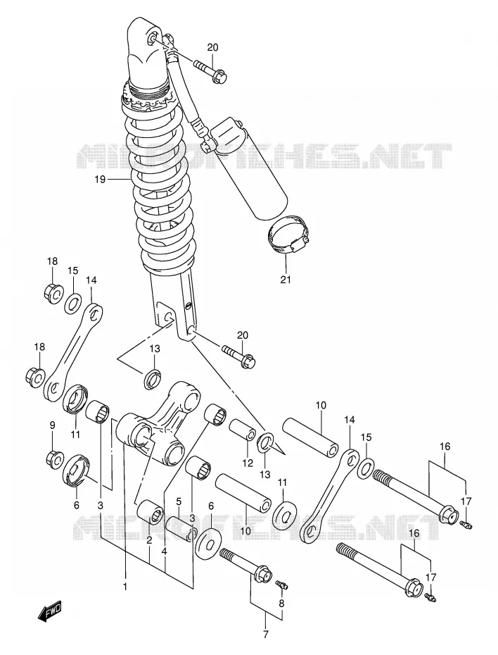 BIELLETTE DE SUSPENSION ARRIERE Suzuki MOTO 250 DR-Z 2003  DR-Z250K3(E3/E28)