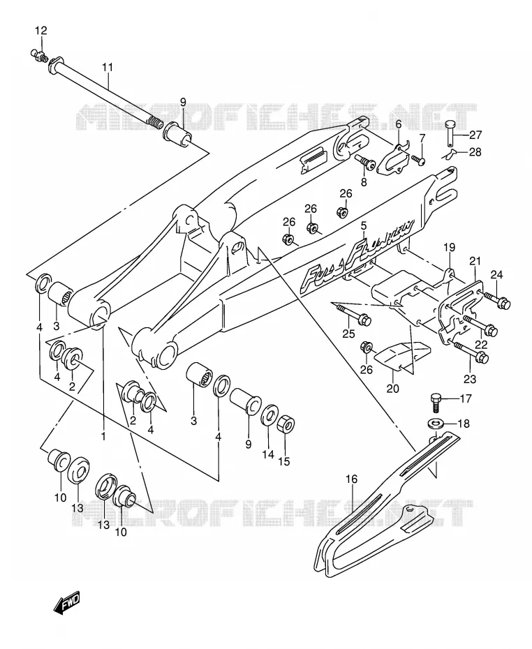 BRAS OSCILLANT ARRIERE (MODELE K/L) Suzuki MOTO 250 RMX 1996  RMX250T(E1)