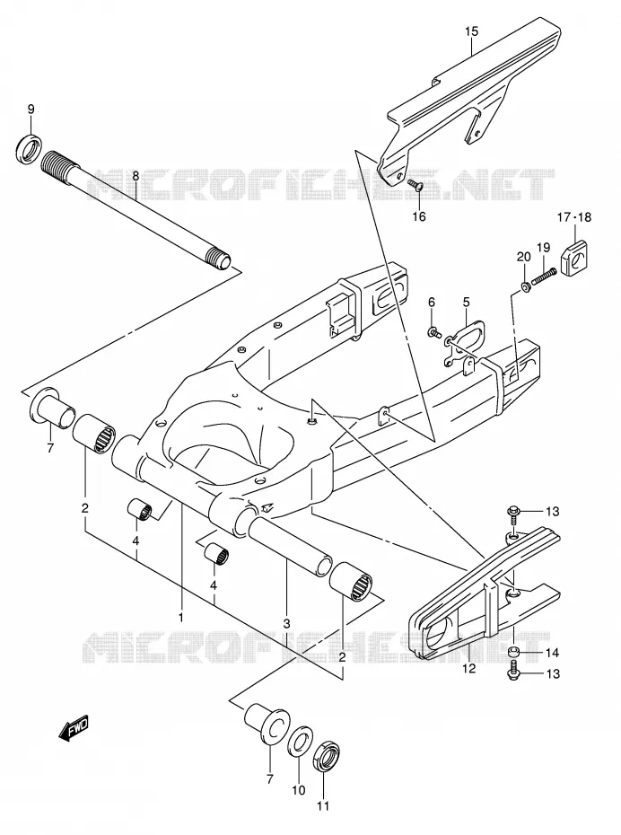 BRAS OSCILLANT ARRIERE (MODELE K5) Suzuki MOTO 1000 SV 2003  SV1000S2K3(E2)