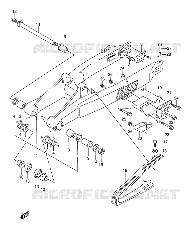 BRAS OSCILLANT ARRIERE (MODELE M/N) Suzuki MOTO 250 RMX 1991  RMX250M(E1)