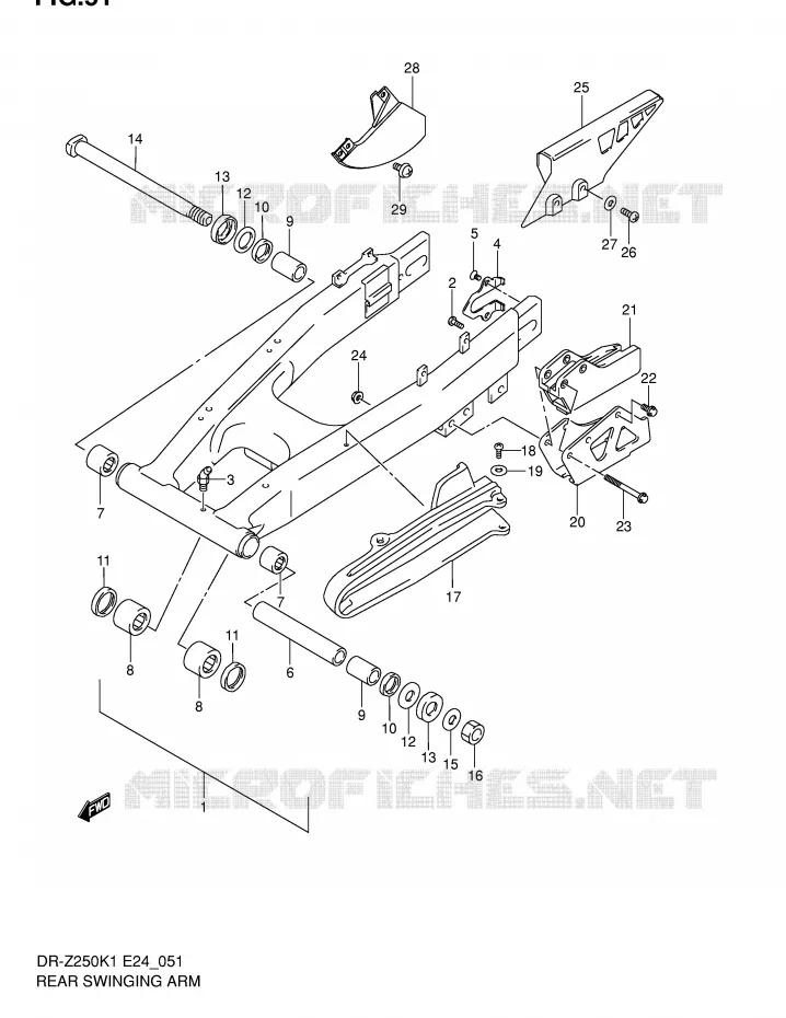 BRAS OSCILLANT ARRIERE Suzuki MOTO 250 DR-Z 2002  DR-Z250K2(E24)