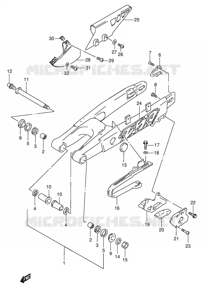 BRAS OSCILLANT ARRIERE Suzuki MOTO 250 RMX 1998  RMX250SW(E24)