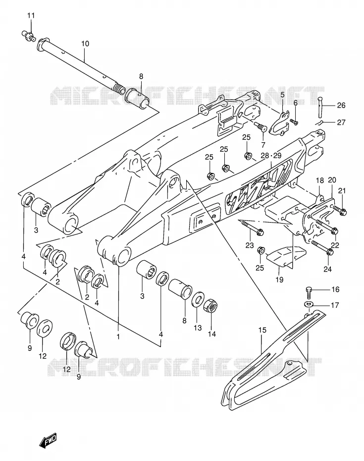 BRAS OSCILLANT ARRIERE Suzuki MOTO 250 RMX 1998  RMX250W(E1)