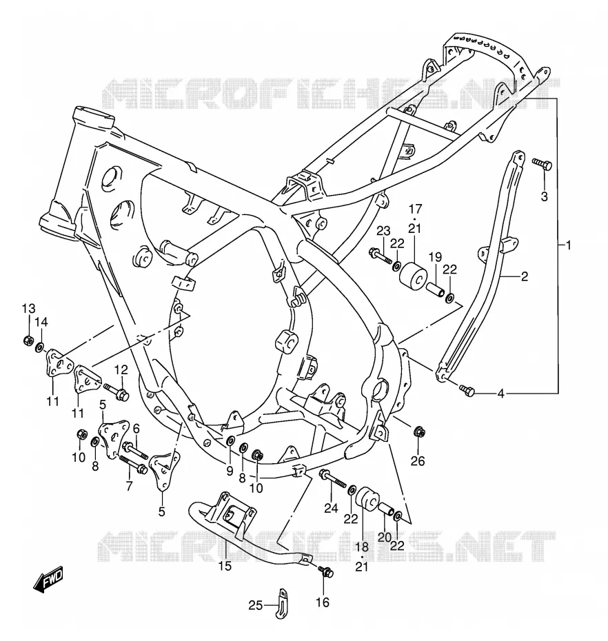 CADRE (MODELE K/L/M/N) Suzuki MOTO 250 RMX 1992  RMX250N(E1)