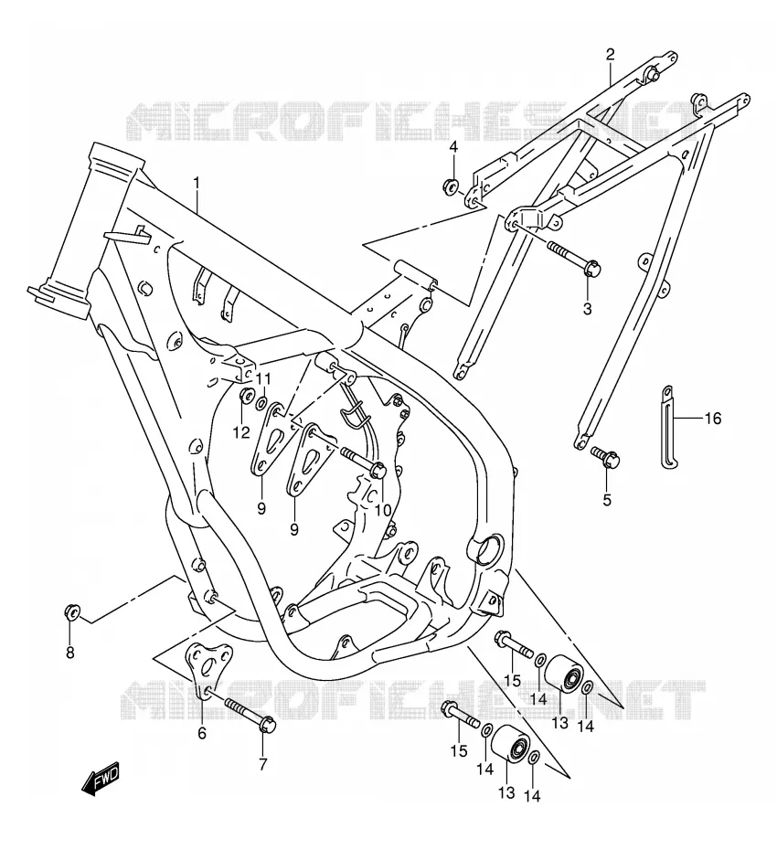 CADRE (MODELE K2/K3/K4/K5/K6) Suzuki MOTO 250 RM 2004  RM250K4(E3/E28)