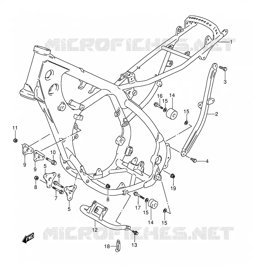 CADRE (MODELE S/T) Suzuki MOTO 250 RMX 1989  RMX250K(E1)