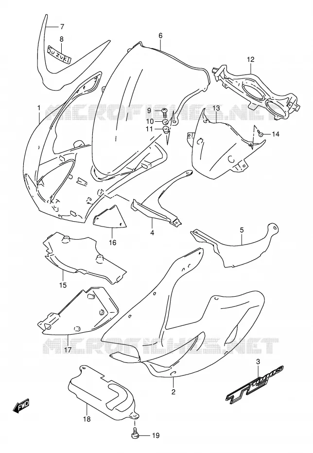 CARENAGES - ETIQUETTES (MODELE X) Suzuki MOTO 1000 TL-S 2000  TL1000SY(E2)