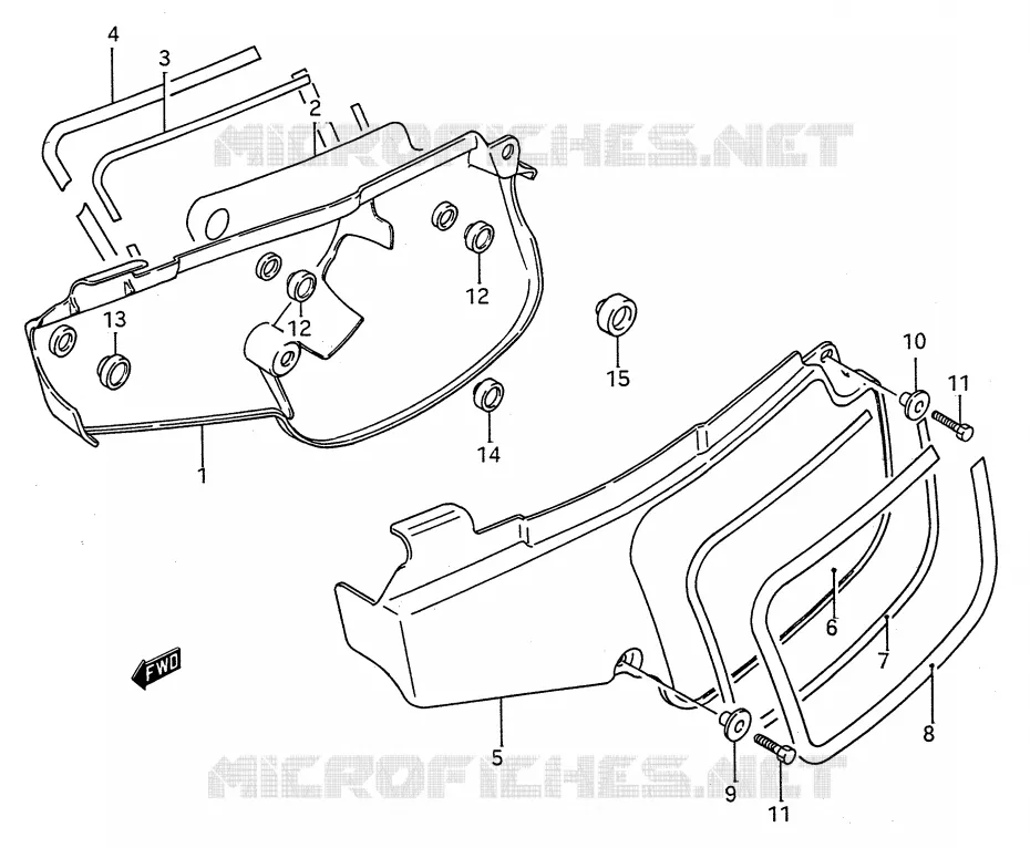 CARENAGES ARRIERE  (MODELE G/H/J/K/L) Suzuki MOTO 80 RM 1990  RM80L(E28)