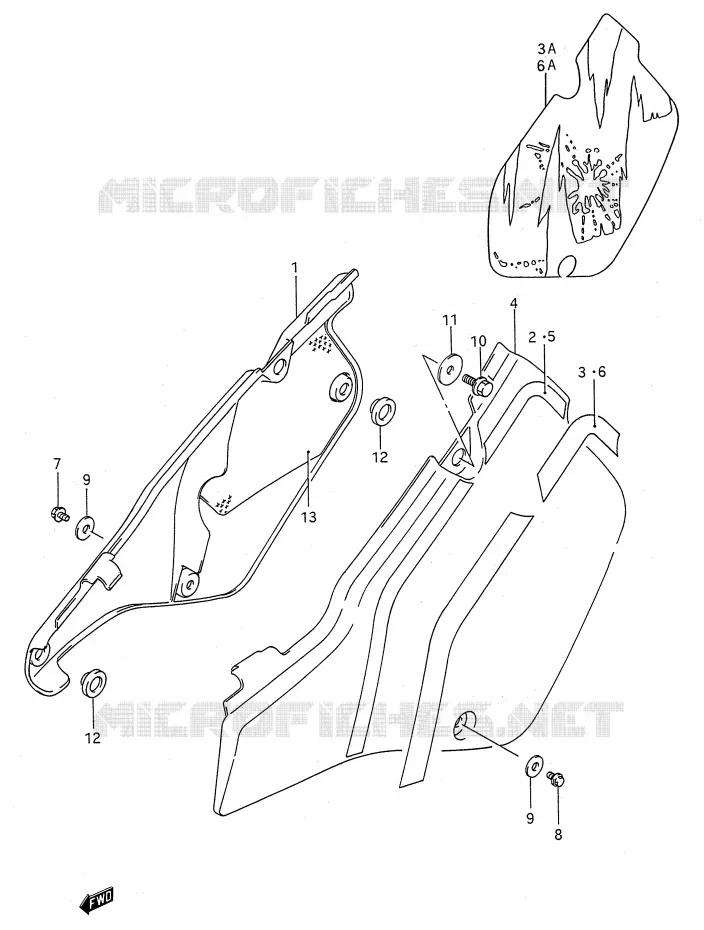CARENAGES ARRIERE  (MODELE K/L/M) Suzuki MOTO 250 RMX 1993  RMX250P(E28)