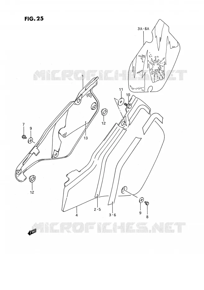 CARENAGES ARRIERE  (MODELE K/L/M) Suzuki MOTO 250 RMX 1995  RMX250S(E3)