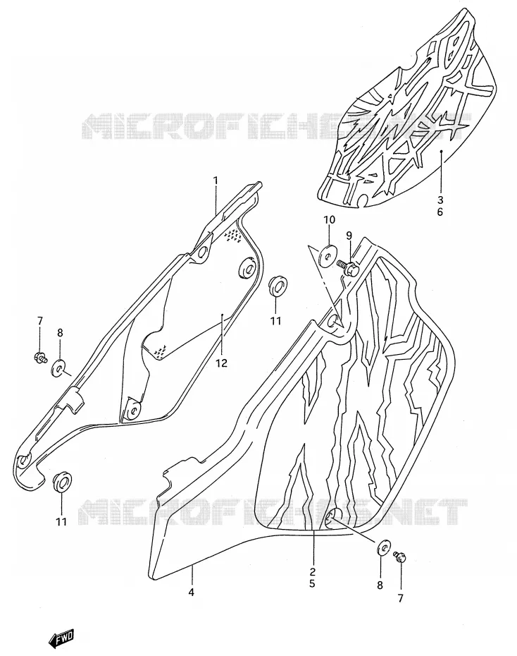 CARENAGES ARRIERE  (MODELE N/P/R) Suzuki MOTO 250 RMX 1993  RMX250P(E28)