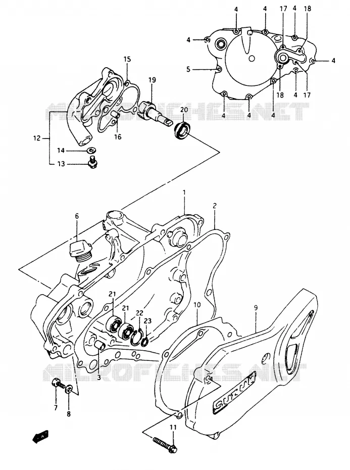 CARTER POMPE A EAU Suzuki MOTO 80 RM 1997  RM80V(T/V)