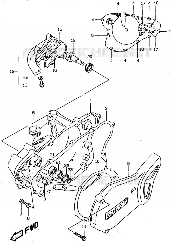 CARTER POMPE A EAU Suzuki MOTO 80 RM 1999  RM80XX(T/V/W)