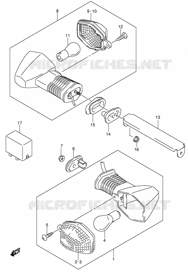 CLIGNOTANTS (SV1000/U1/U2) Suzuki MOTO 1000 SV 2003  SV1000S1K3(E2)