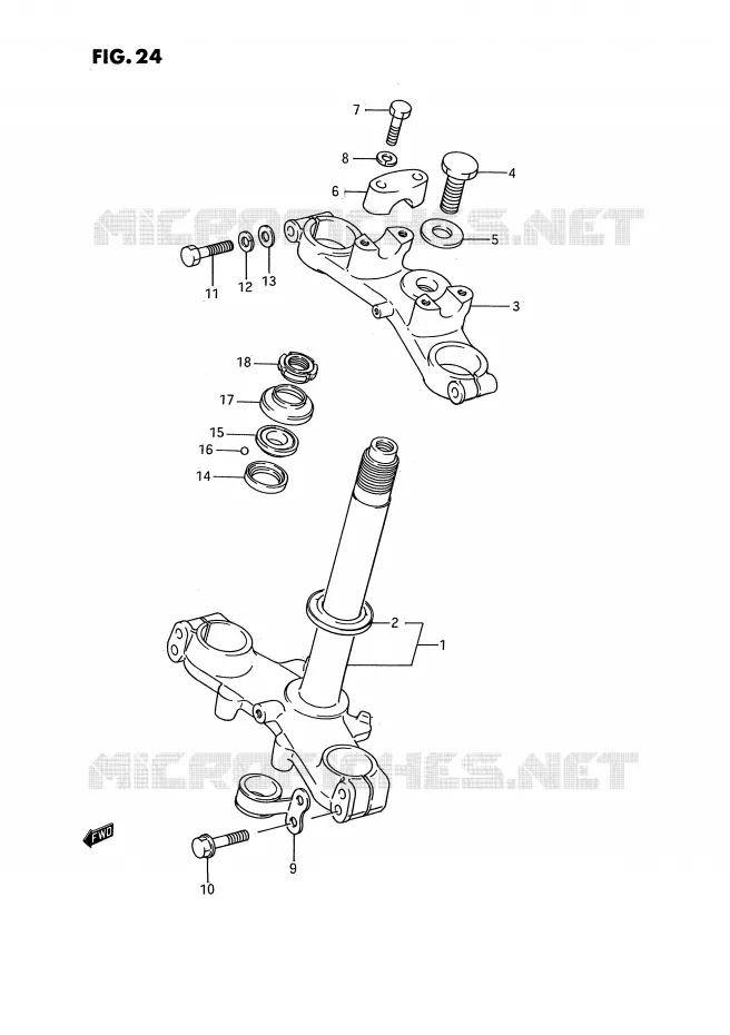 COLONNE DE DIRECTION (MODELE G/H/J) Suzuki MOTO 80 RM 1990  RM80L(E3)