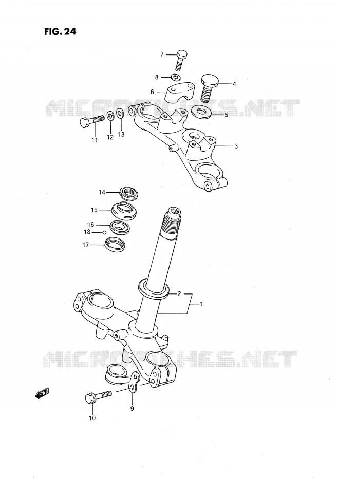 COLONNE DE DIRECTION (MODELE G/H/J) Suzuki MOTO 80 RM 1991  RM80XM(E2)