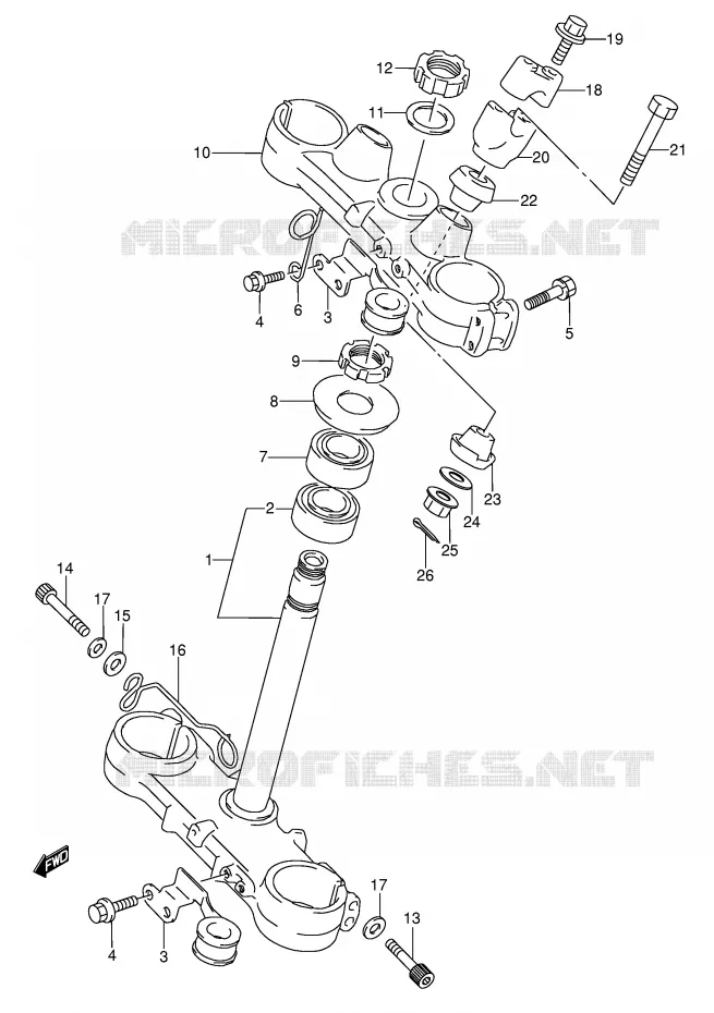 COLONNE DE DIRECTION (MODELE K/L) Suzuki MOTO 250 RMX 1989  RMX250K(E1)