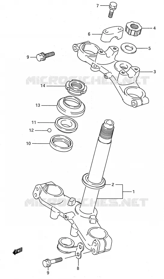COLONNE DE DIRECTION (MODELE K) Suzuki MOTO 80 RM 1990  RM80L(E28)
