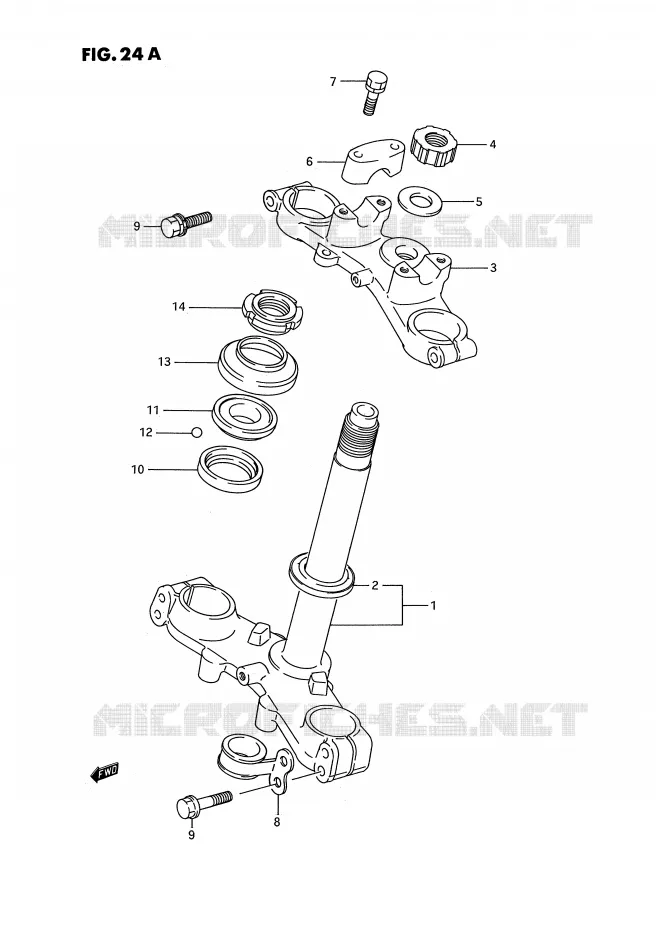 COLONNE DE DIRECTION (MODELE K) Suzuki MOTO 80 RM 1990  RM80L(E3)