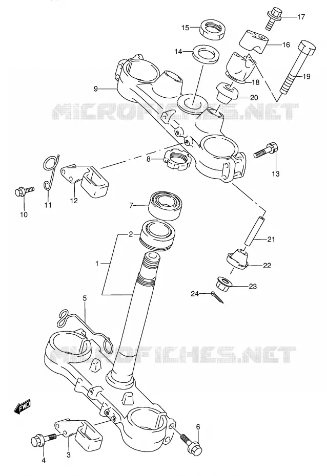 COLONNE DE DIRECTION (MODELE S) Suzuki MOTO 250 RMX 1994  RMX250R(E1)