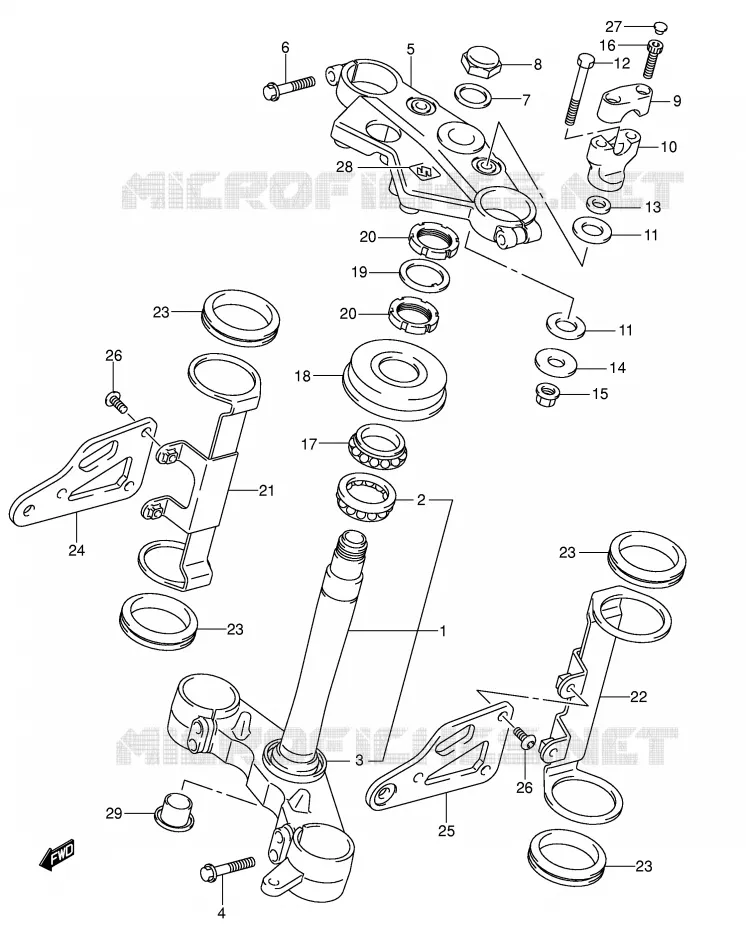 COLONNE DE DIRECTION (SV1000/U1/U2) Suzuki MOTO 1000 SV-S 2005  SV1000SK5(E2)
