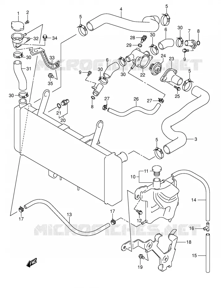 DURITE DE RADIATEUR Suzuki MOTO 650 SV 2003  SV650K3(E2)