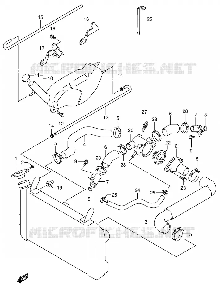 DURITE DE RADIATEUR Suzuki MOTO 650 SV-S 2000  SV650SUY(E2)