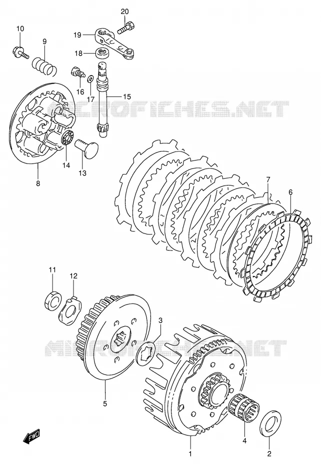 EMBRAYAGE Suzuki MOTO 80 RM 2000  RM80XY(P2)