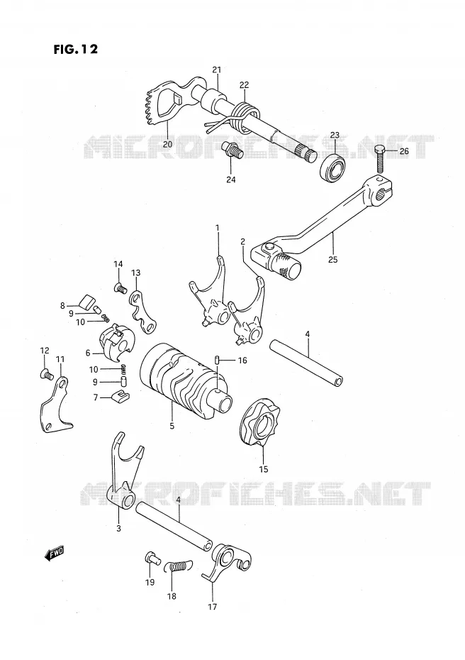 ENSEMBLE DE SELECTION DE VITESSES (MODELE G/H/J) Suzuki MOTO 80 RM 1990  RM80XL(E2)