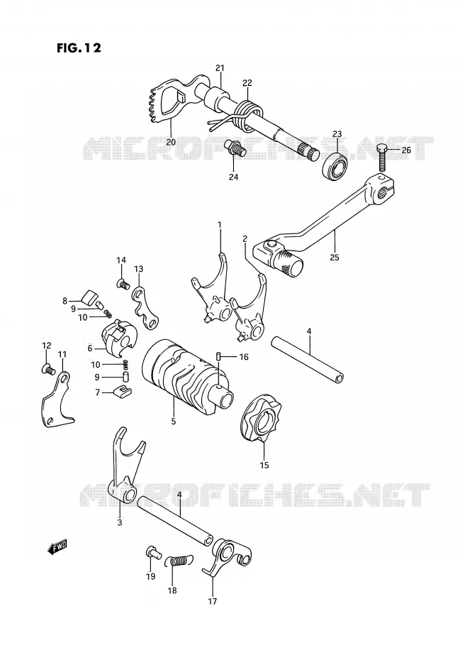 ENSEMBLE DE SELECTION DE VITESSES (MODELE G/H/J) Suzuki MOTO 80 RM 1993  RM80P(E3)