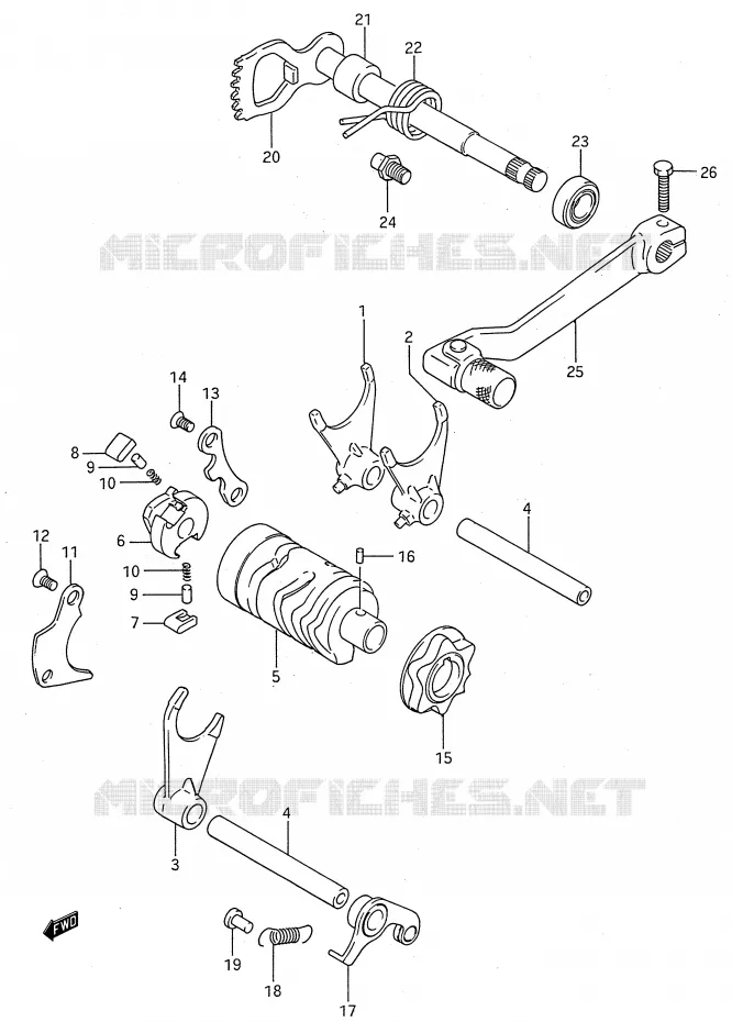ENSEMBLE DE SELECTION DE VITESSES (MODELE G/H/J) Suzuki MOTO 80 RM 1994  RM80R(E28)