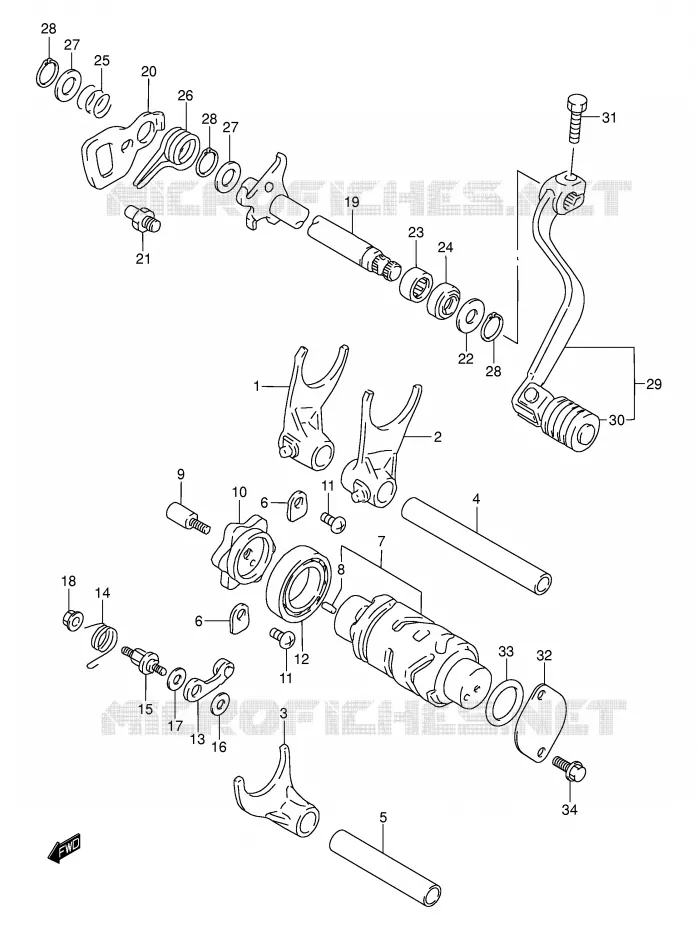 ENSEMBLE DE SELECTION DE VITESSES Suzuki MOTO 250 DR-Z 2004  DR-Z250K4(E3/E28)