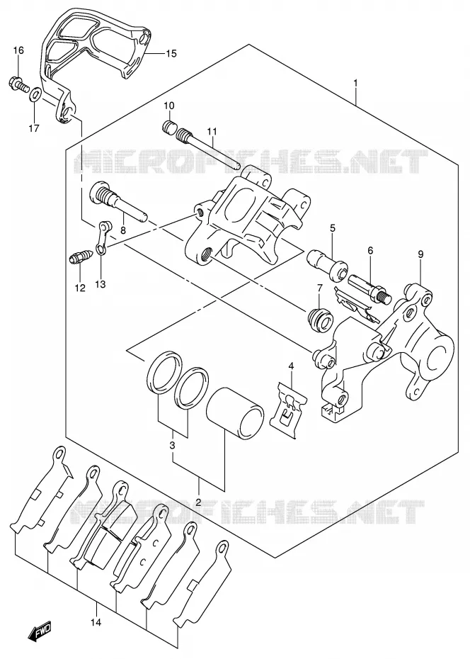 ETRIER DE FREIN ARRIERE (MODELE K1/K2/K3) Suzuki MOTO 250 RM 2001  RM250K1(E3/E28)