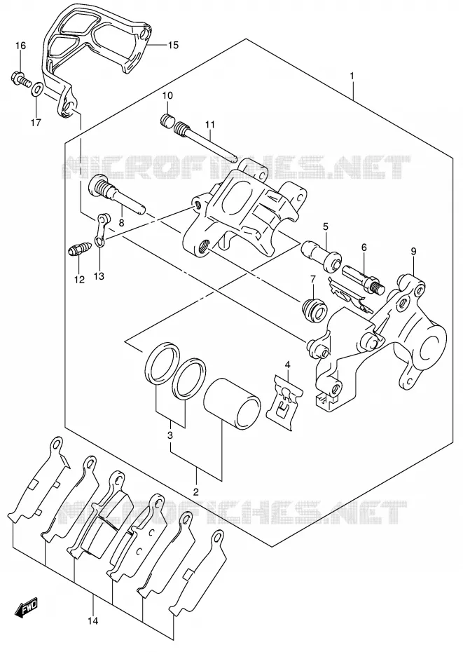 ETRIER DE FREIN ARRIERE (MODELE K4) Suzuki MOTO 250 RM 2003  RM250K3(E3/E28)