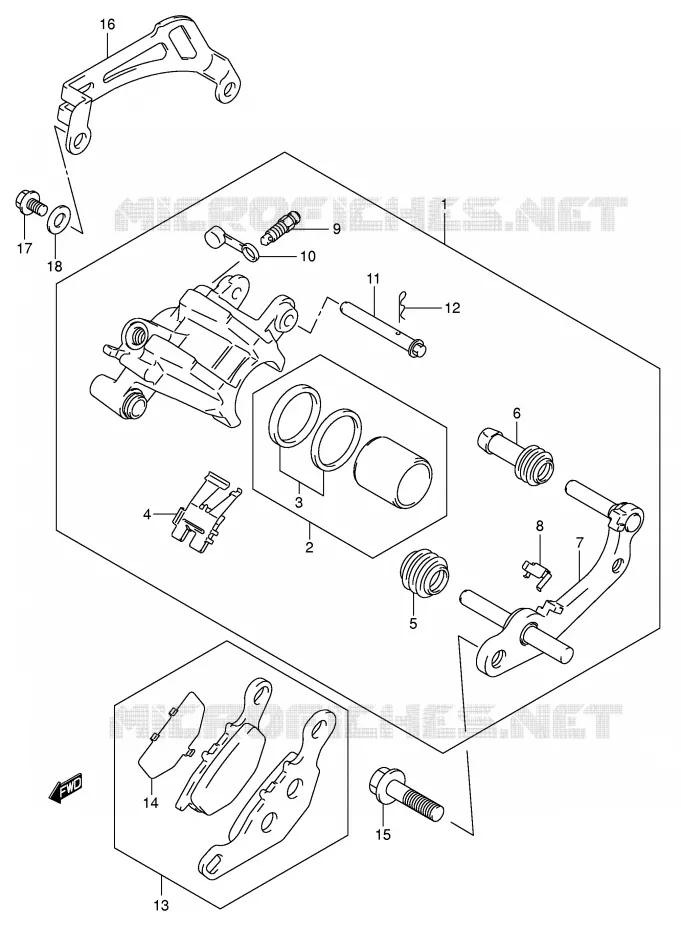 ETRIER DE FREIN ARRIERE (MODELE K5/K6) Suzuki MOTO 85 RM 2005  RM85LK5(P3/P28)
