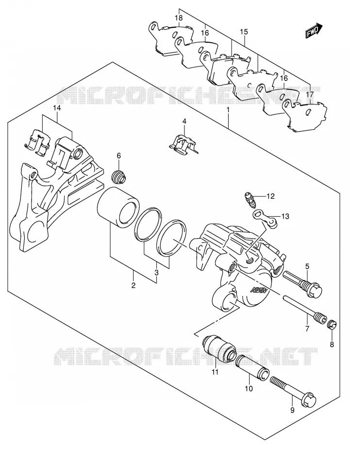 ETRIER DE FREIN ARRIERE Suzuki MOTO 1000 SV 2005  SV1000SK5(E2)