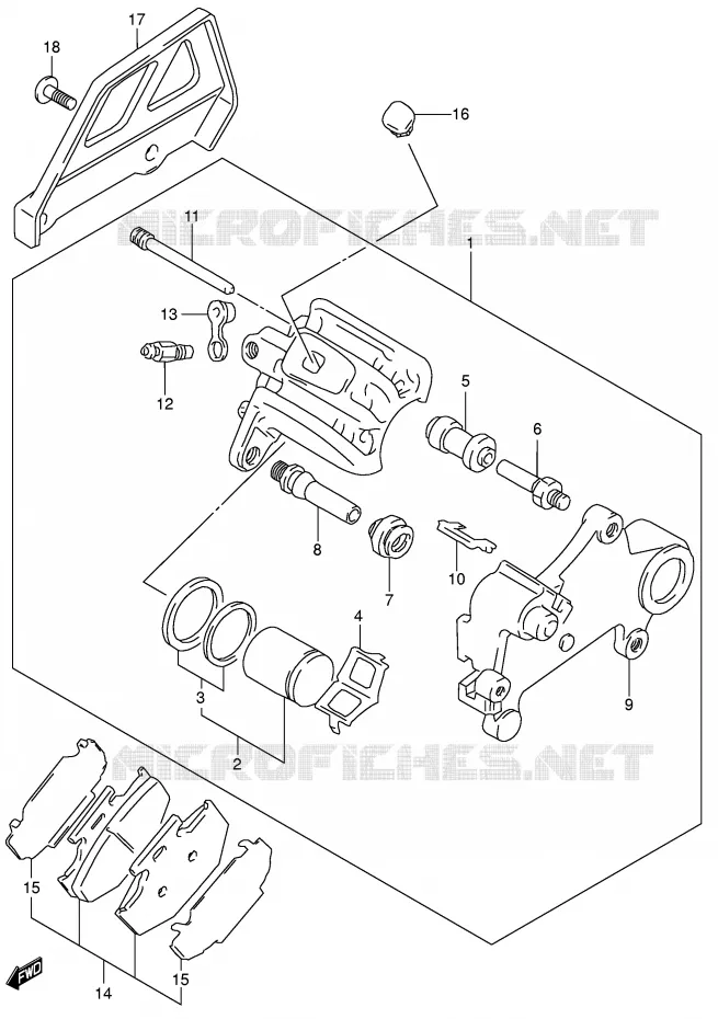 ETRIER DE FREIN ARRIERE Suzuki MOTO 250 DR-Z 2001  DR-Z250K1(E3/E28)
