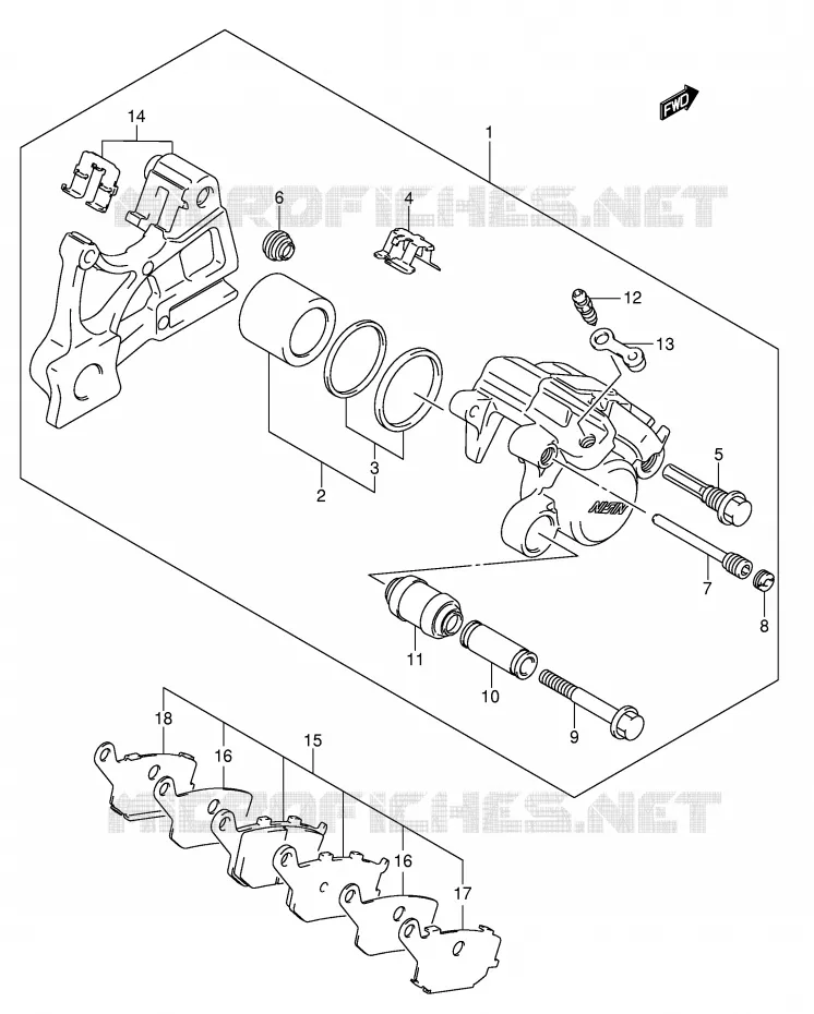 ETRIER DE FREIN ARRIERE (VOIR NOTE) Suzuki MOTO 650 SV-S 2007  SV650SUAK7(E2)