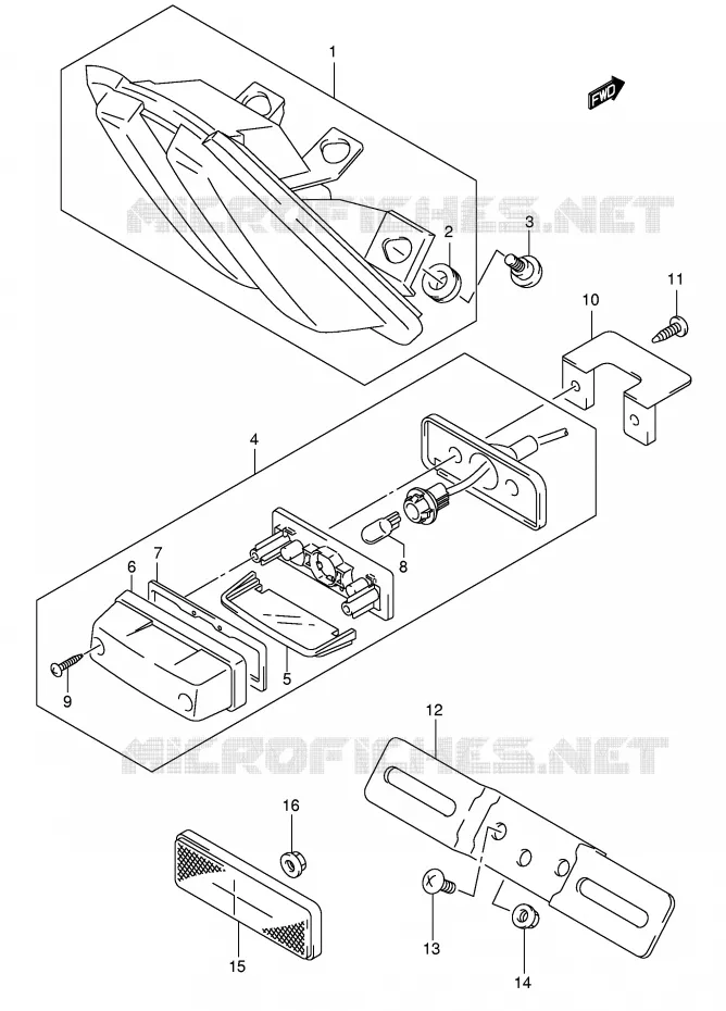 FEU ARRIERE (SV1000SK5/S1K5/S2K5) Suzuki MOTO 1000 SV 2003  SV1000S2K3(E2)