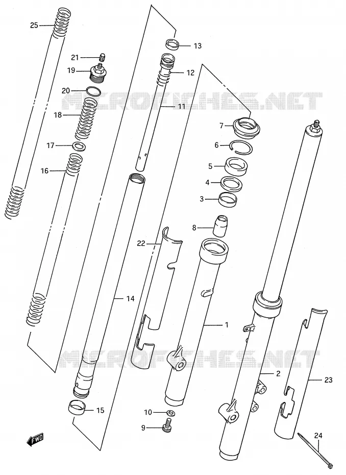 FOURCHE AVANT (MODELE K) Suzuki MOTO 80 RM 1992  RM80N(E28)