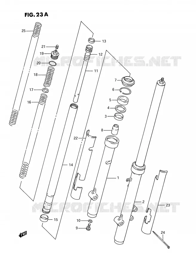 FOURCHE AVANT (MODELE K) Suzuki MOTO 80 RM 1993  RM80P(E3)