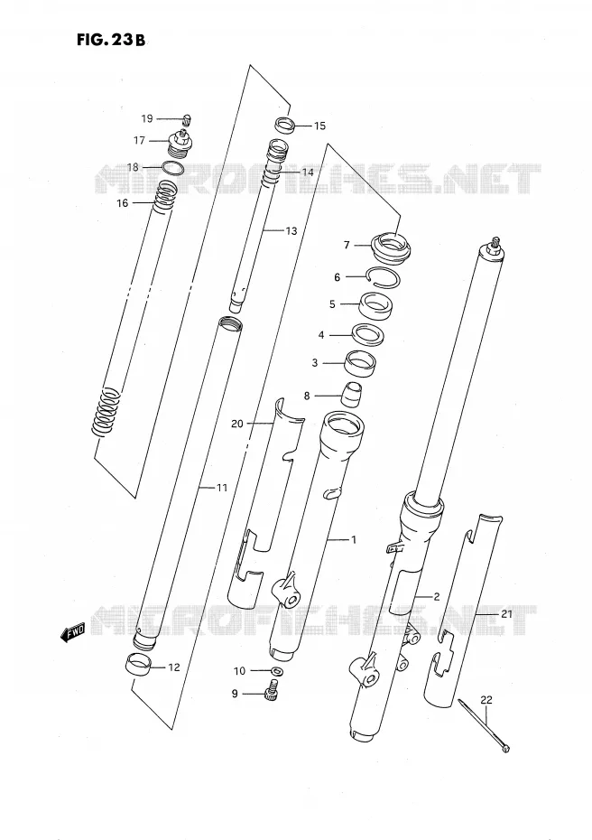 FOURCHE AVANT (MODELE L/M/N/P/R) Suzuki MOTO 80 RM 1989  RM80XK(E2)