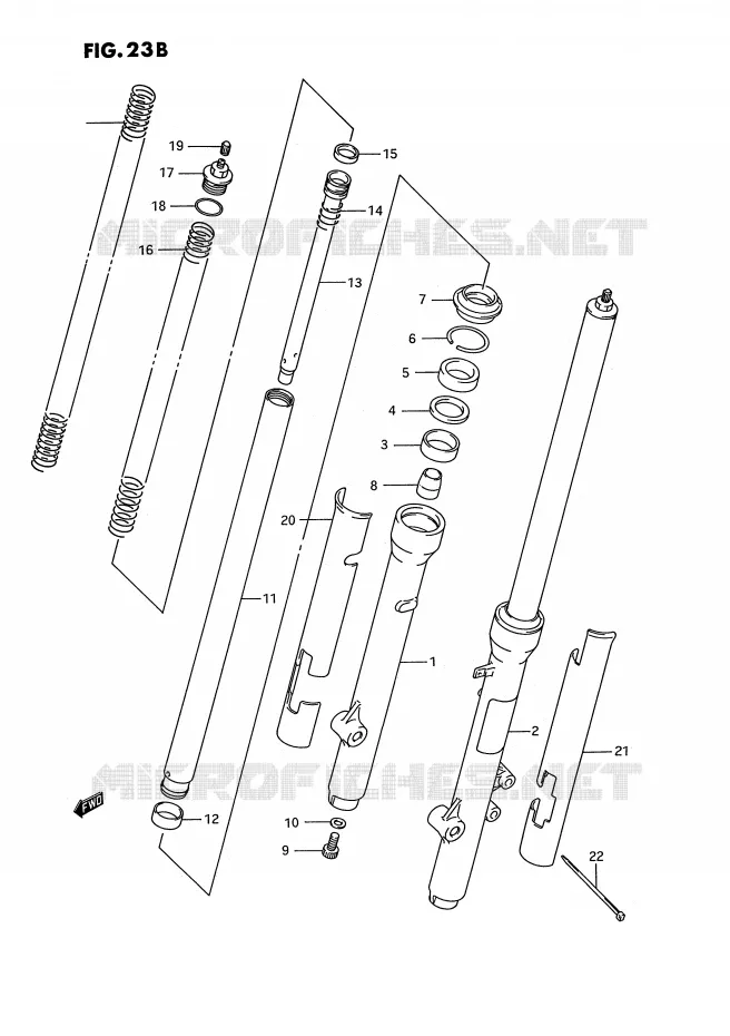 FOURCHE AVANT (MODELE L/M/N/P/R) Suzuki MOTO 80 RM 1994  RM80R(E3)