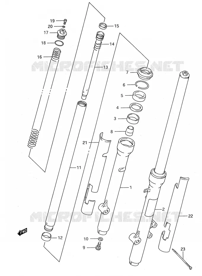 FOURCHE AVANT (MODELE S) Suzuki MOTO 80 RM 1991  RM80M(E28)