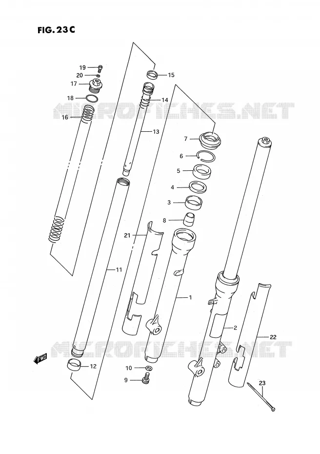 FOURCHE AVANT (MODELE S) Suzuki MOTO 80 RM 1993  RM80P(E3)